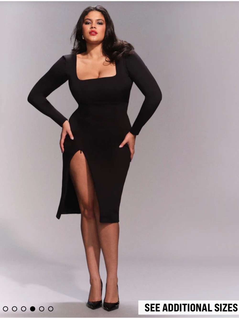 Ta3 square neck Black Long Sleeve Bodycon Dress - Classic Women's Sheath